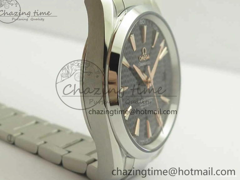 0224 FlexibleFit Aqua Terra 150M SS VSF 1:1 Best Edition Black Wave Textured Dial RG Hand on SS Bracelet A8500 Super Clone 8032